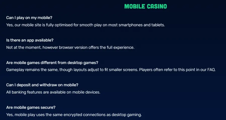 Kiwi's Treasure FAQ, Mobile Casino section: Is there an app available? Not at the moment